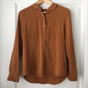 Everlane Silk Button Down Shirt - Marigold/Mustard